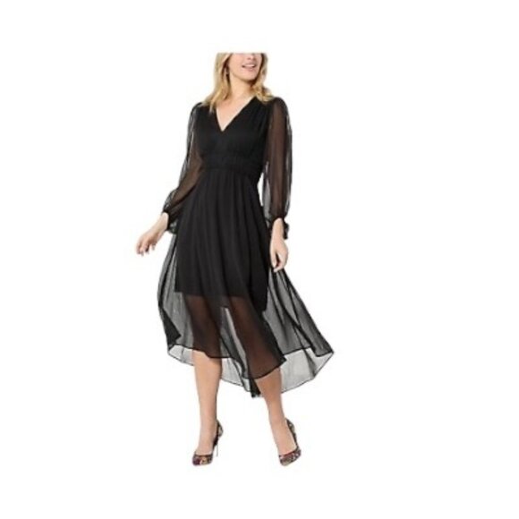 Jessica Simpson Chiffon Maxi Dress Black Size 3X Minimalist Party Holiday Boho - Picture 1 of 16